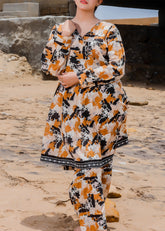 Abstract Print 2 Piece Lawn Suit - Stitched