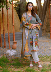 Beige Cotton Lawn - Stitched