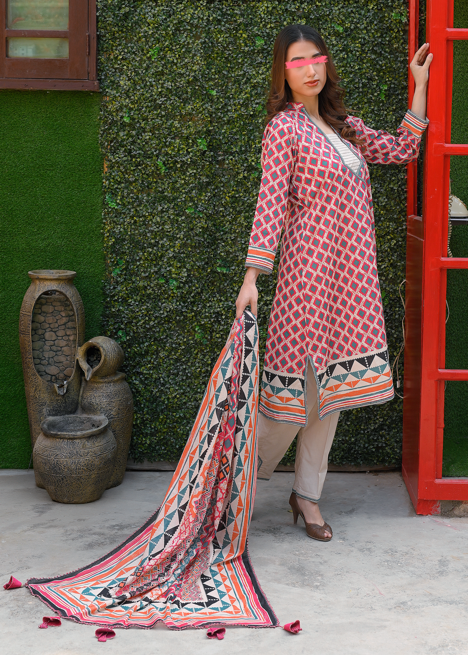 Multi Colour Cotton Lawn - Stitched