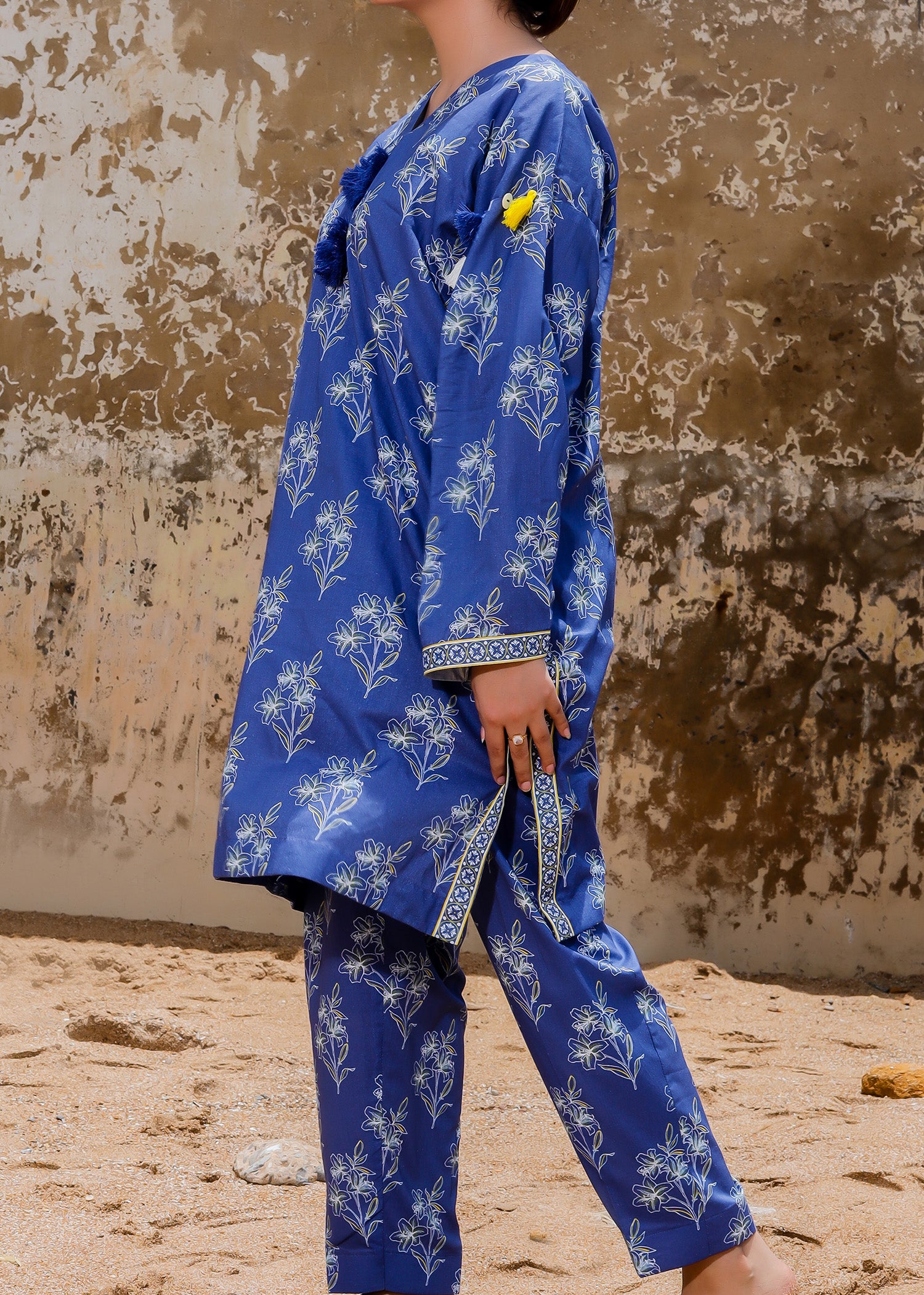 Blue Floral Printed 2-Piece Co-ord Set
