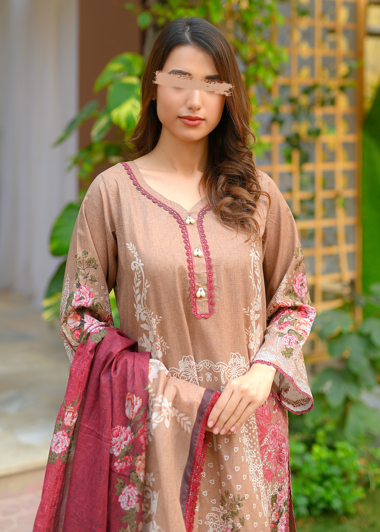 Beige Cotton Lawn