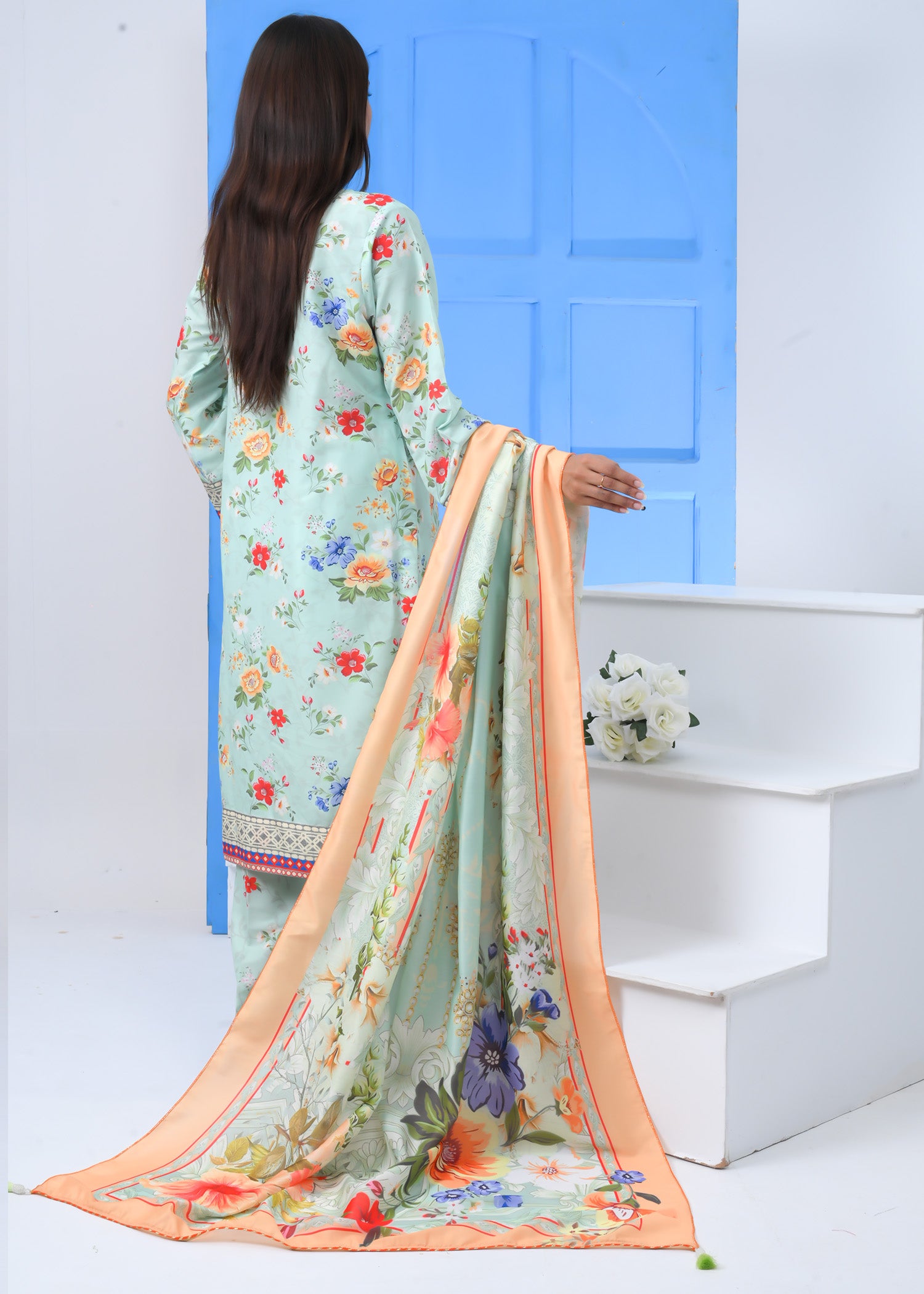 Silk Lawn 3 Piece Suit - Stitched