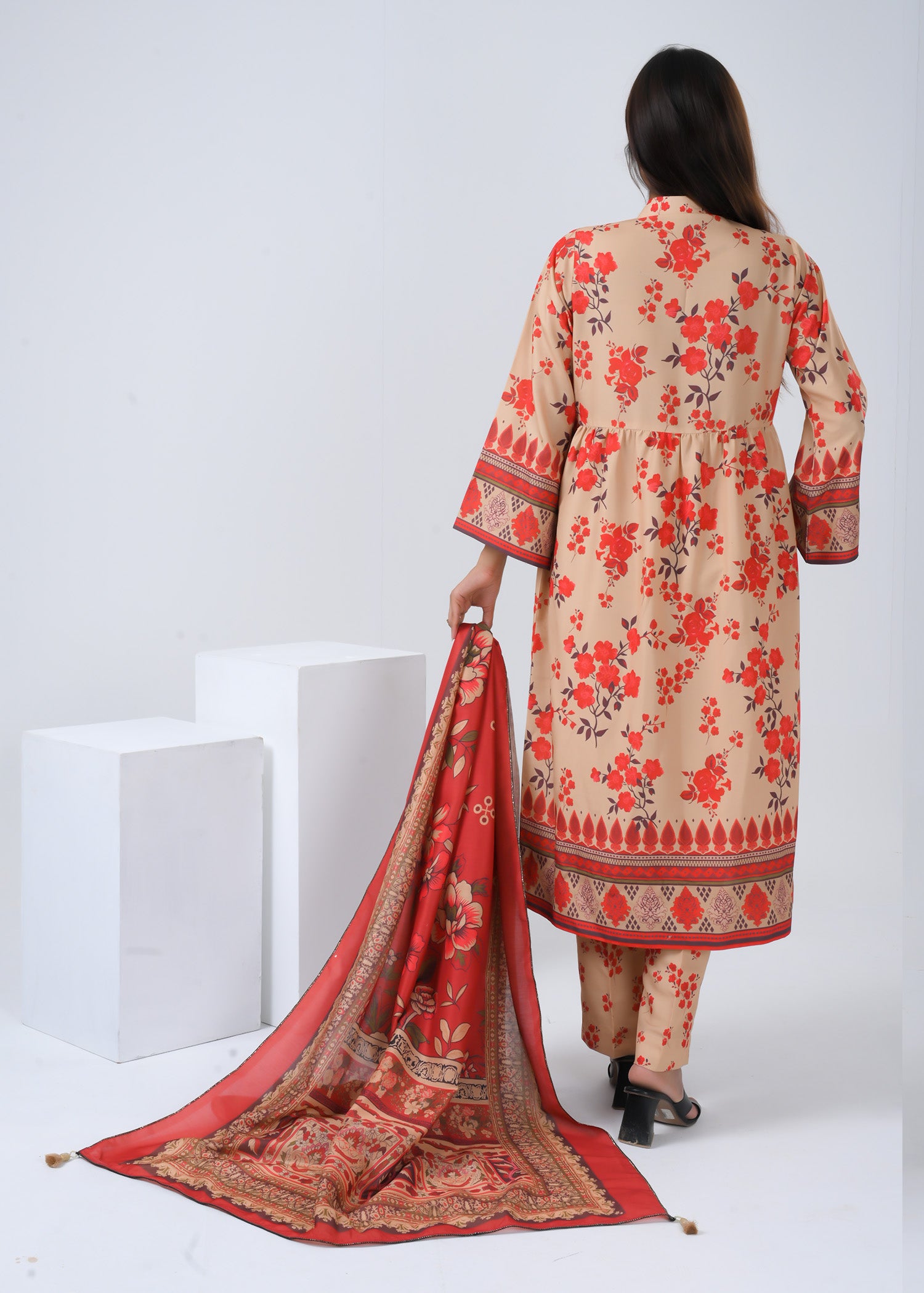 Silk Lawn 3 Piece Suit - Stitched